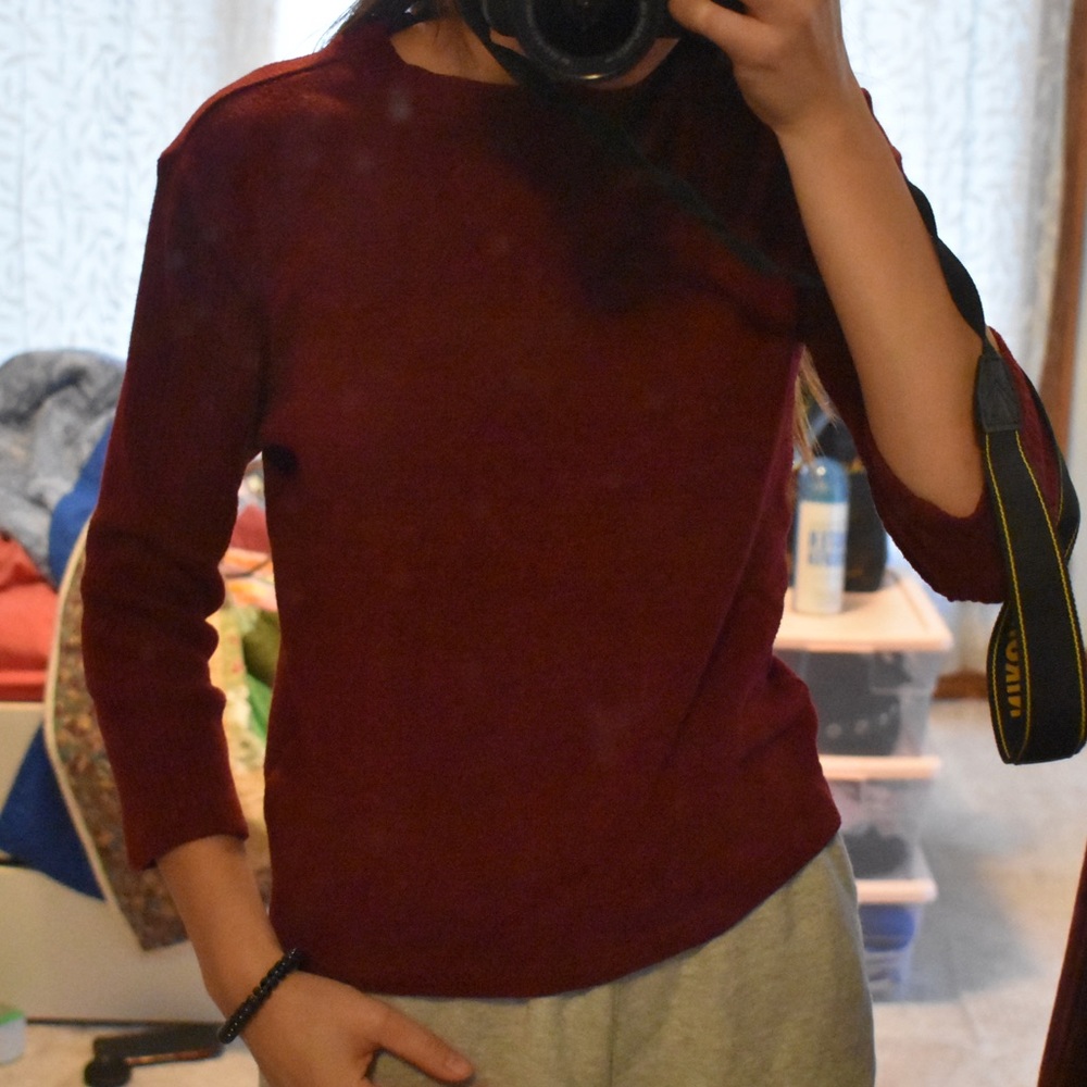 Red F21 3/4 Length Sleeve Sweater